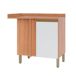 Balcão de Canto Reto 95cm Telasul Macadâmia 1 Porta Freijó/Branco
