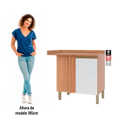 Balcão de Canto Reto 95cm Telasul Macadâmia 1 Porta Freijó/Branco