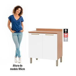 Balcão 80cm Telasul Sálvia 2 Portas 908101-04 Freijó/Branco SE