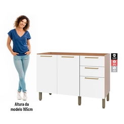 Balcão 120cm Telasul Sálvia 2 Portas 908102-04 Freijó/Branco SE