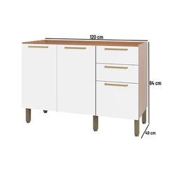 Balcão 120cm Telasul Sálvia 2 Portas 908102-04 Freijó/Branco SE