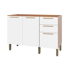 Balcão 120cm Telasul Sálvia 2 Portas 908102-04 Freijó/Branco SE