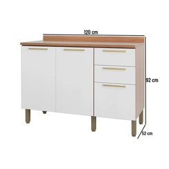 Balcão 120cm Telasul Sálvia 2 Portas 908103-04 Freijó/Branco SE