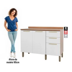Balcão 120cm Telasul Sálvia 2 Portas 908103-04 Freijó/Branco SE