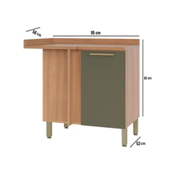 Balcão 95cm Telasul Sálvia 1 Porta 908110-01 Freijó/Verde SE