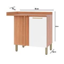Balcão 95cm Telasul Sálvia 1 Porta 908110-04 Freijó/Branco SE