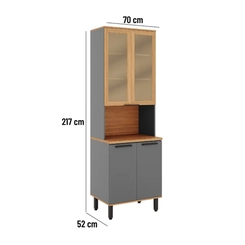 Cristaleira 4 Portas Telasul Castanha 915304-01 Cinza/Freijó SE