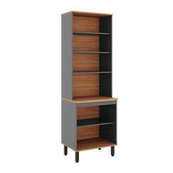 Cristaleira 4 Portas Telasul Castanha 915304-01 Cinza/Freijó SE