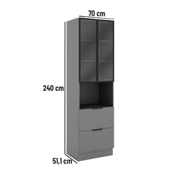 Cristaleira 3 Portas Telasul Lumina 917325-01 Cinza SE