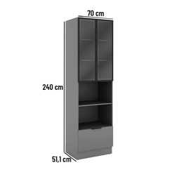 Cristaleira 2 Portas Telasul Lumina 917326-01 Cinza SE