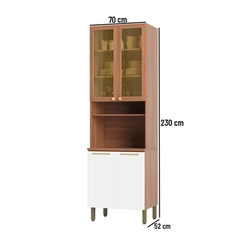 Cristaleira 4 Portas Telasul Sálvia 908301-04 Freijó/Branco SE