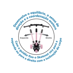 Patinete 3 Rodinhas Dobrável Bandeirante Skatenet LED 1549 Preto/Rosa