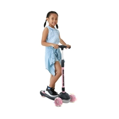 Patinete 3 Rodinhas Dobrável Bandeirante Skatenet LED 1549 Preto/Rosa