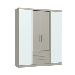 Guarda-Roupa 4 Portas Castro Bravo New 3280A Duna/Branco Line SE