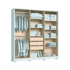 Guarda-Roupa 6 Portas Castro Safira 3420M Branco/Boucle SE