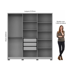 Guarda-Roupa 6 Portas Castro Safira 3420M Branco/Boucle SE