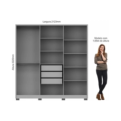 Guarda-Roupa 6 Portas Castro Safira 3420M Cedro/Duna/Boucle SE