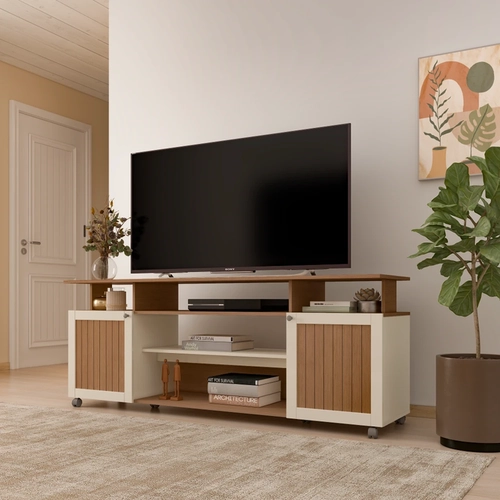 Rack para TV até 75 Polegadas Artely 2 portas 4698 Cinamomo/Off White