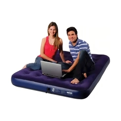 Colchão Inflável Casal com Inflador Embutido Mor 9072 Azul Marinho