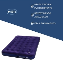 Colchão Inflável Casal com Inflador Embutido Mor 9072 Azul Marinho