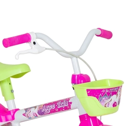 Bicicleta Aro 12 Track Arco-Íris VP Branco/Rosa/Verde Limão