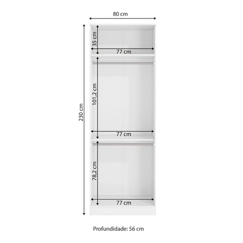 Guarda-Roupa 2 Portas Kappesberg Modulado N555 Branco SE
