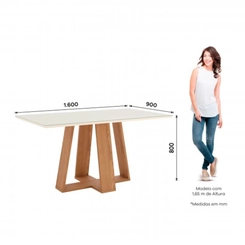 Mesa de Jantar para 4 Lugares Henn Lins SC92-127 Nature/Off White SE
