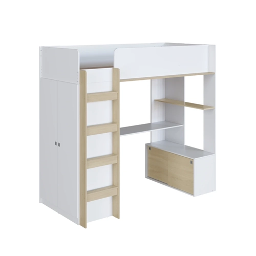 Cama Solteiro Completa Móveis Elevada BI030BCCA Branco/Carvalho SE