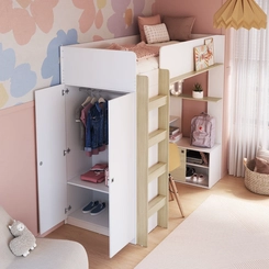 Cama Solteiro Completa Móveis Elevada BI030BCCA Branco/Carvalho SE