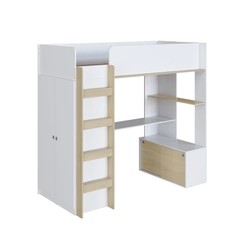 Cama Solteiro Completa Móveis Elevada BI030BCCA Branco/Carvalho SE