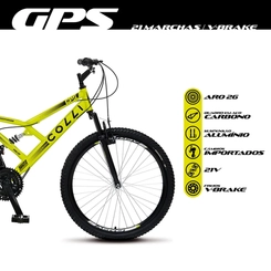 Bicicleta Aro 26 Colli GPS Dupla Suspensão Amarelo Neon