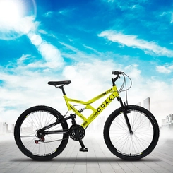 Bicicleta Aro 26 Colli GPS Dupla Suspensão Amarelo Neon