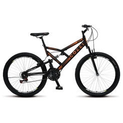 Bicicleta Aro 26 Colli GPS Dupla Suspensão Preto/Laranja Neon