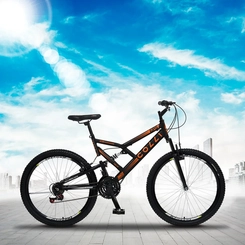 Bicicleta Aro 26 Colli GPS Dupla Suspensão Preto/Laranja Neon
