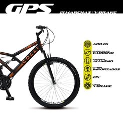Bicicleta Aro 26 Colli GPS Dupla Suspensão Preto/Laranja Neon