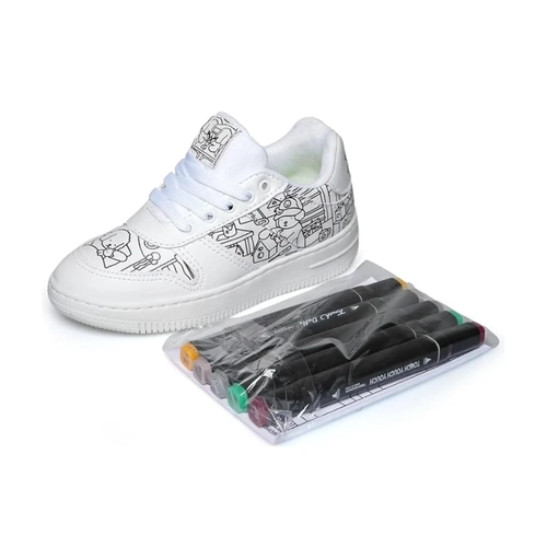 Tênis com Estampa para Colorir e Canetas Mp2549S Branco Tênis com Estampa para Colorir e Canetas Mp2549S Branco