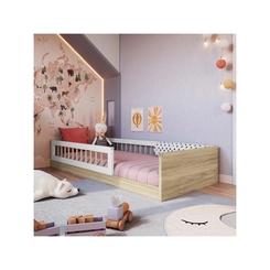 Cama Solteiro Completa Móveis Montessoriana AFT015 Aveiro/OAK/Branca SE