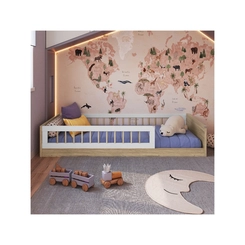 Cama Solteiro Completa Móveis Montessoriana AFT015 Aveiro/OAK/Branca SE