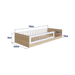 Cama Solteiro Completa Móveis Montessoriana AFT015 Aveiro/OAK/Branca SE