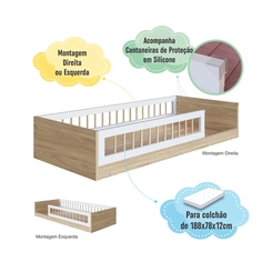 Cama Solteiro Completa Móveis Montessoriana AFT015 Aveiro/OAK/Branca SE