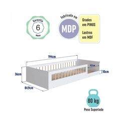 Cama Solteiro Completa Móveis Montessoriana AFT015 Branca SE