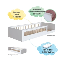 Cama Solteiro Completa Móveis Montessoriana AFT015 Branca SE