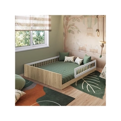 Cama Casal Completa Móveis Montessoriana AFT016 Aveiro/OAK/Branca SE