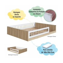 Cama Casal Completa Móveis Montessoriana AFT016 Aveiro/OAK/Branca SE