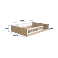 Cama Casal Completa Móveis Montessoriana AFT016 Aveiro/OAK/Branca SE