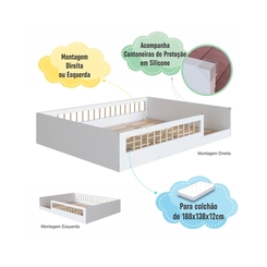 Cama Casal Completa Móveis Montessoriana AFT016 Branca SE