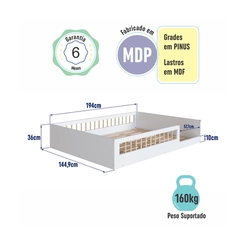 Cama Casal Completa Móveis Montessoriana AFT016 Branca SE