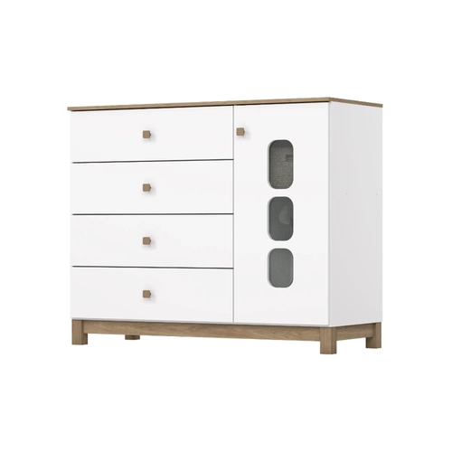 Cômoda Henn 4 Gavetas e 1 Porta I724-190 Branco/Jequitibá HP SE