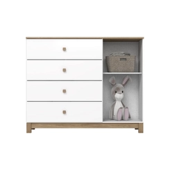 Cômoda Henn 4 Gavetas e 1 Porta I724-190 Branco/Jequitibá HP SE