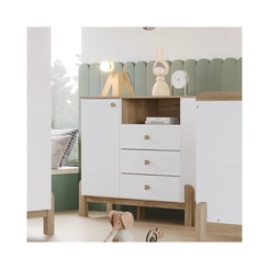 Cômoda Henn 3 Gavetas e 1 Porta I725-190 Branco/Jequitibá HP SE